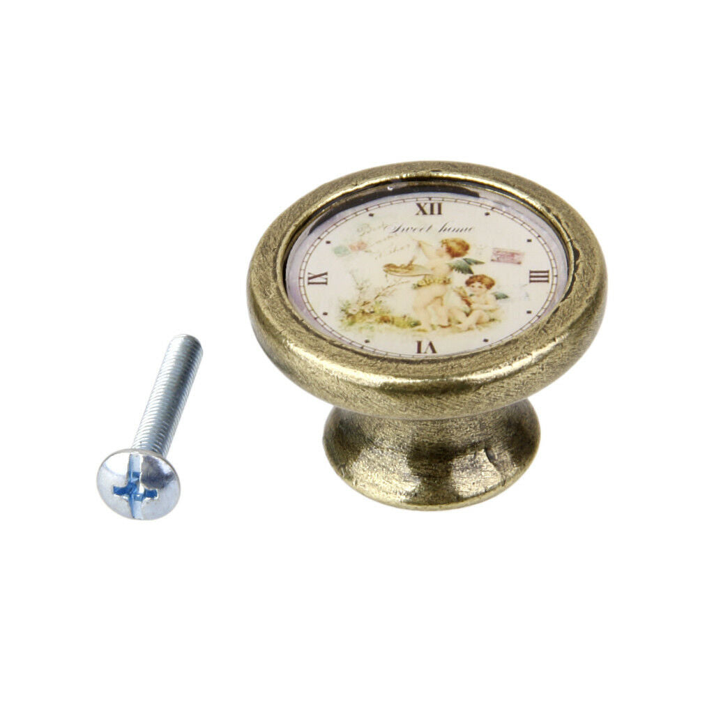 Round Cabinet Door Drawer Dresser Wardrobe Handle Pull Knob Angel Clock