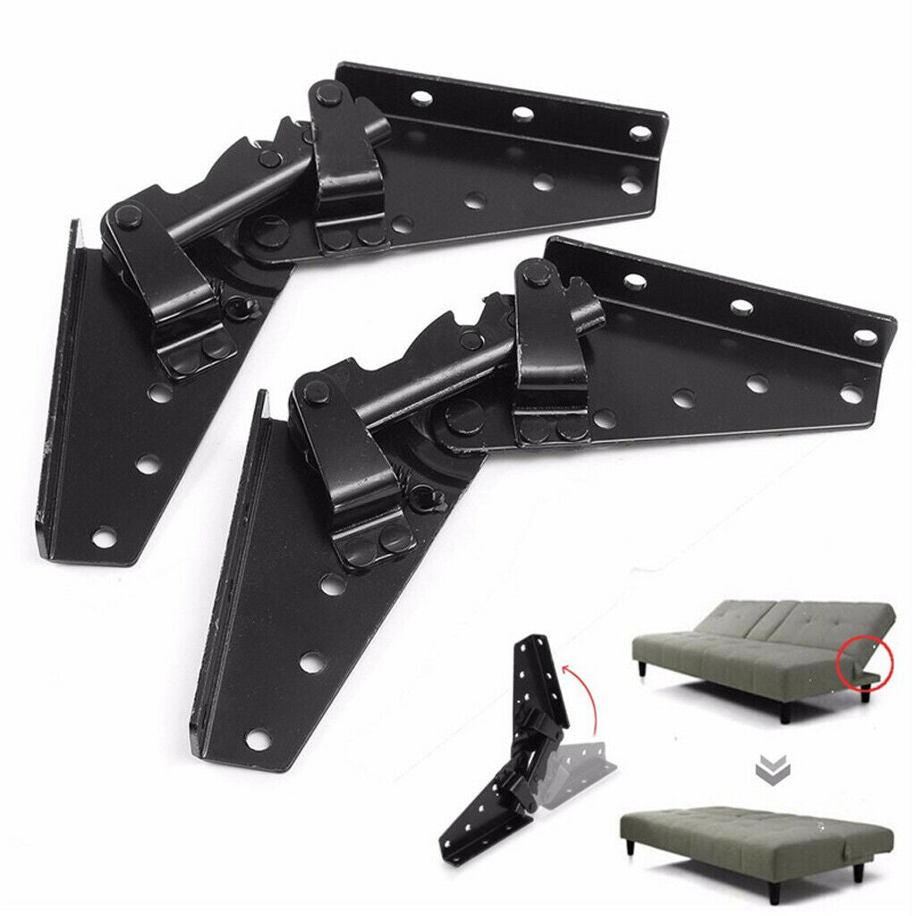 2x Adjustable Angle 3-Positions Mechanism Hinges for Home Sofa Couch Black