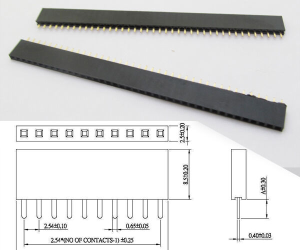 80x 40Pin Female IC Single Row Flat Header Socket 2.54