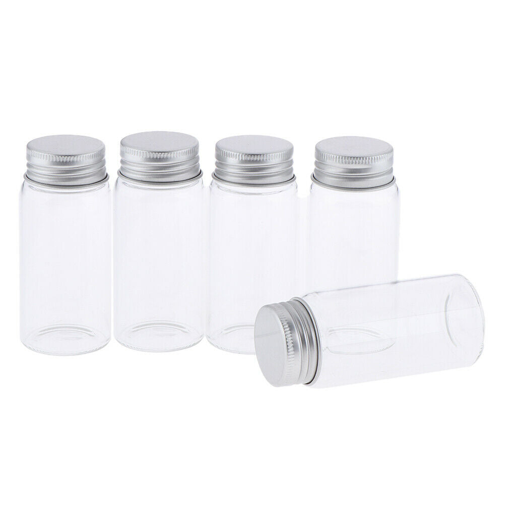 5Pcs Refillable Glass Makeup Bottles Cosmetic Pills Storage Containers 55ml