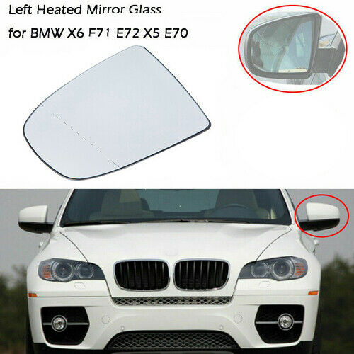 Fits BMW X5 X6 Series E70 E71 E72 07-14 White Left Rearview Heated Mirror Glass