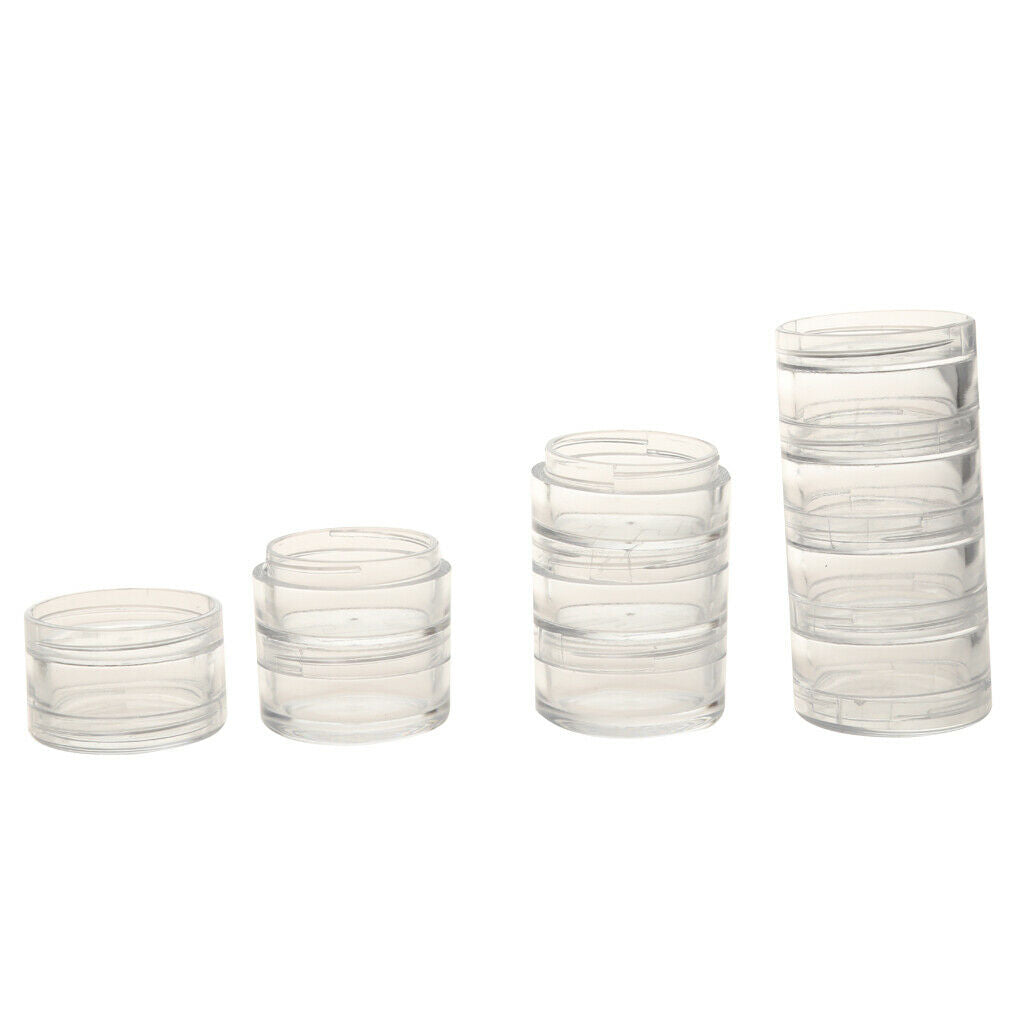 30 Empty Plastic Small Round Nail Art Glitter Tip Jewelry Storage Box Case