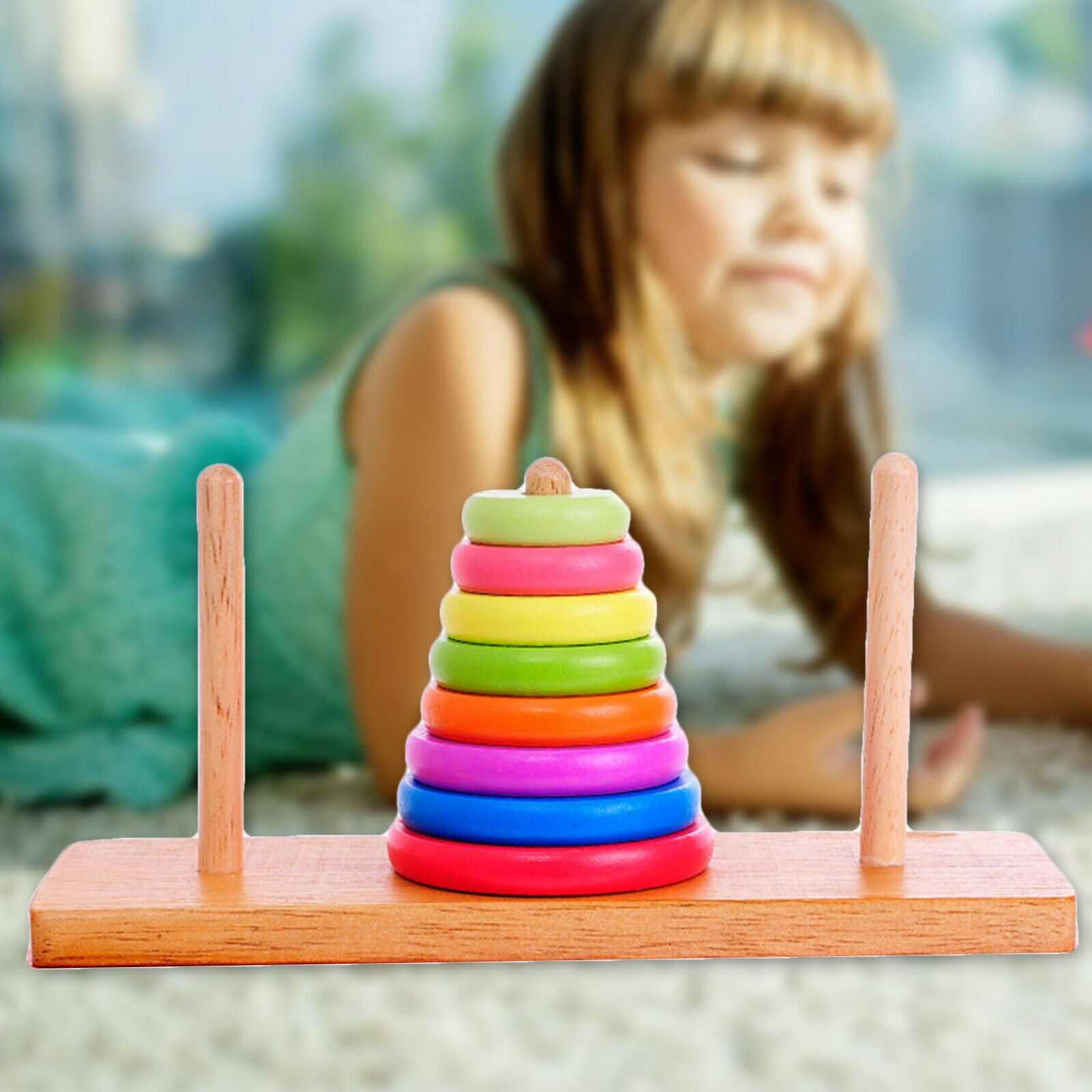Rainbow Stacking Loop Tower Stapelring Blocks Teaching Aids Development Game