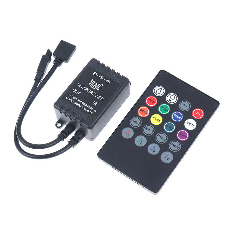 20 Key 12-24V Music IRController Black Sound Sensor Remote For RGB LED St.l8