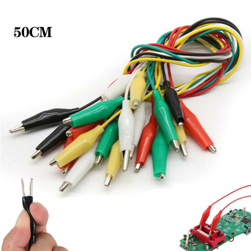 10x Electric Double Ended Alligator Crocodile Clips Test Lead Jumper Wires New