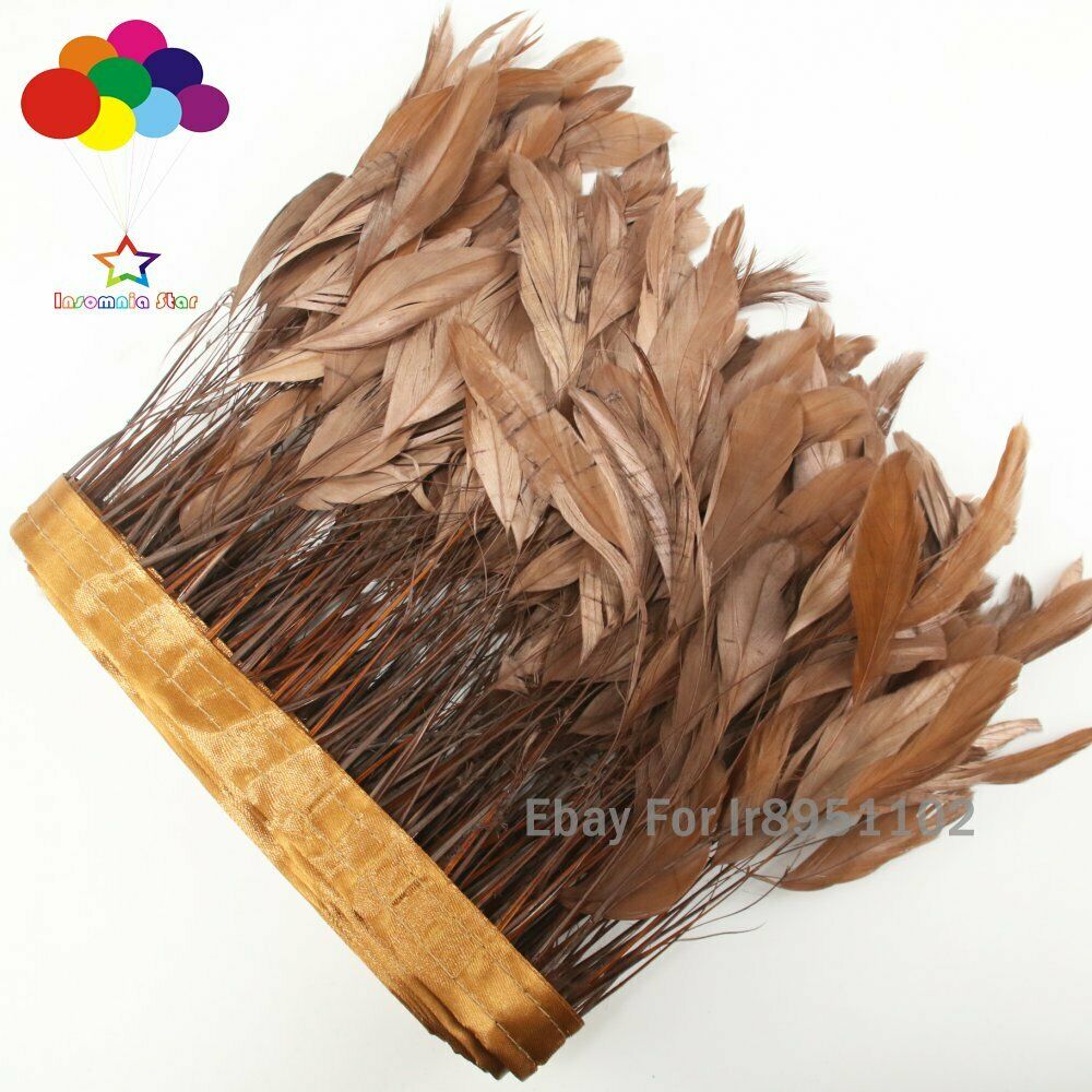 New 4-6Inch Factory 10 Meter Brown Stripped Rooster Coque Tail Feathers Trims