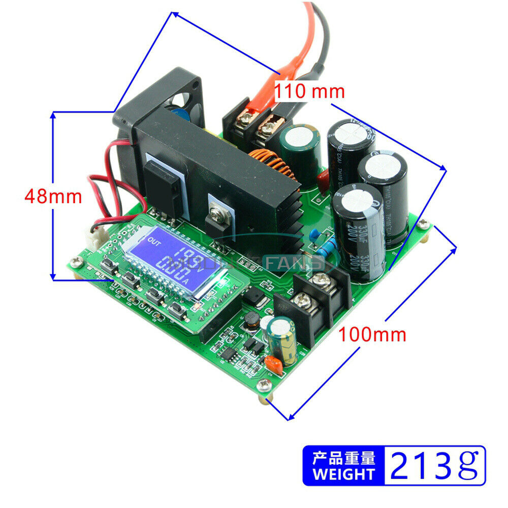 DC 900W 8V~60V 0~15A CC/CV  LCD Display CNC Boost Module Step UP Module