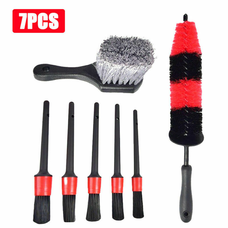 7pcs Car Detailing Brush Kit Boar Hair Vehicle Auto Wheel Clean Brush Set New