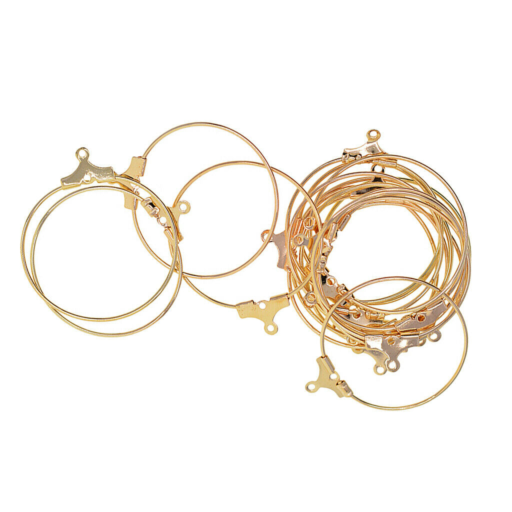 20-Piece Beading Hoop Earring Finding Components W/ Loop Big Round Plated