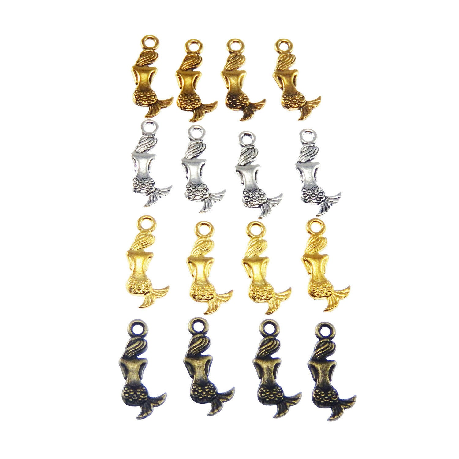 Wholesale 90pcs/lots Mixed Colors Crafts Mini Mermaid Look Alloy Charms Pendants