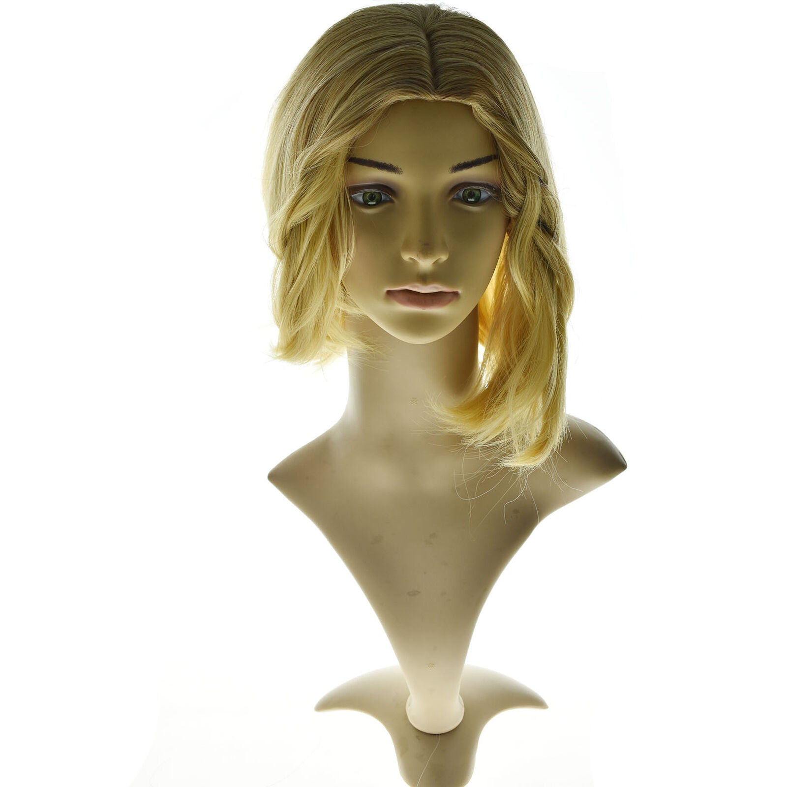 Women Charming Real Natural Bob Wig Short Straight Blonde Hair Wigs For Party