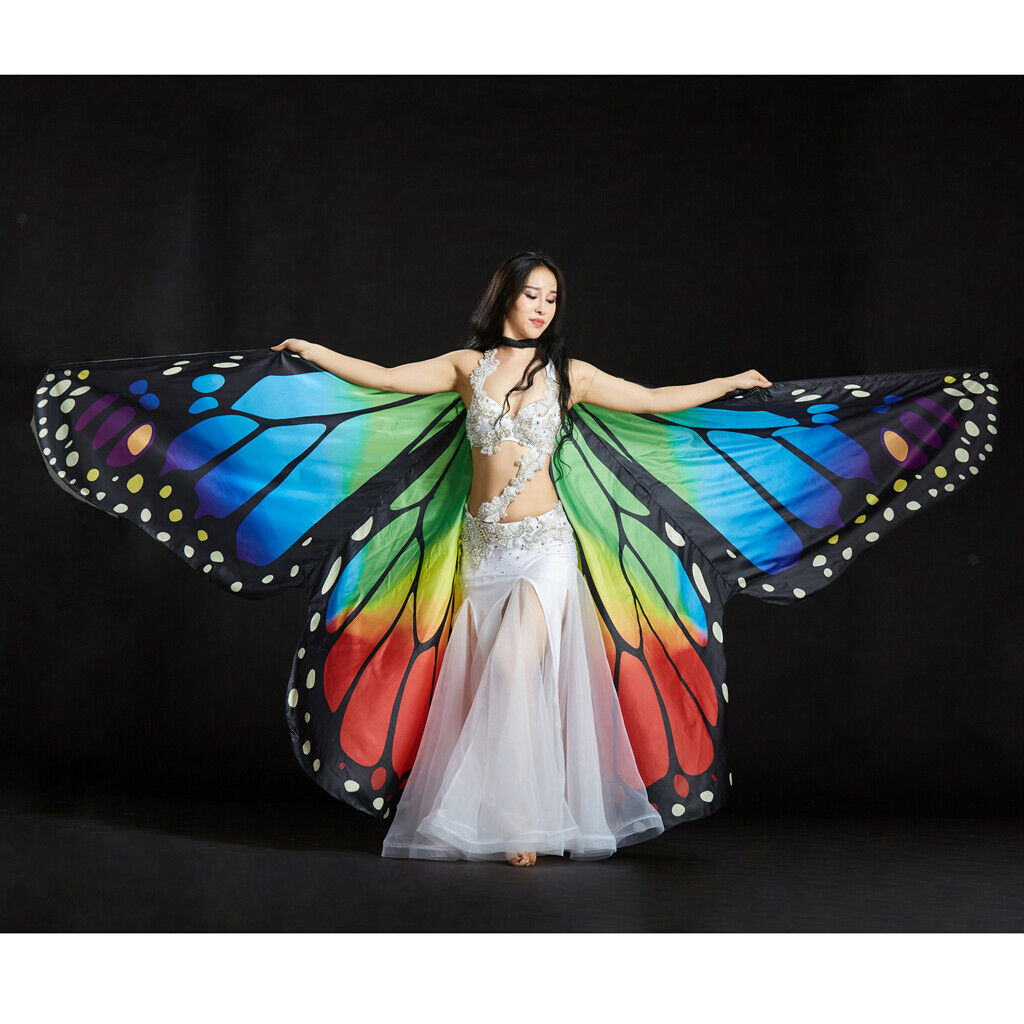 Ladies Adults Egypt Belly Dance Colorful Butterfly Angel Isis   Costume