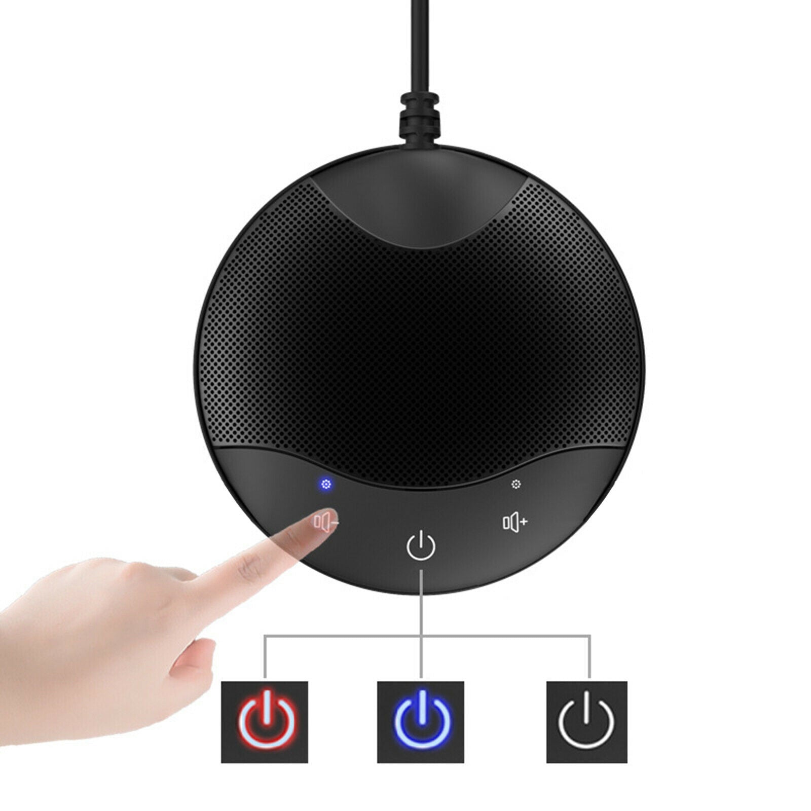 Conference Microphone 360° Pickup PC Mic For Desk Plastic Compact Black