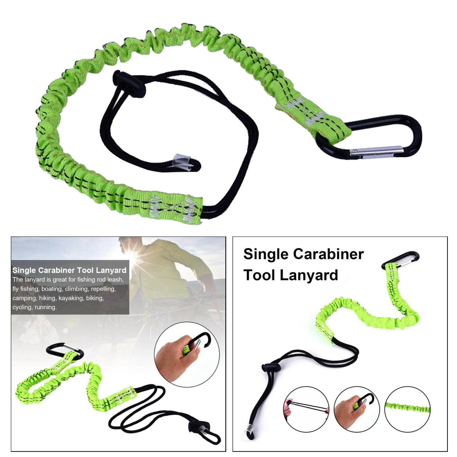 Single Carabiner Lanyard Safety Emergency Rope for Outdoor Hiking Equipments