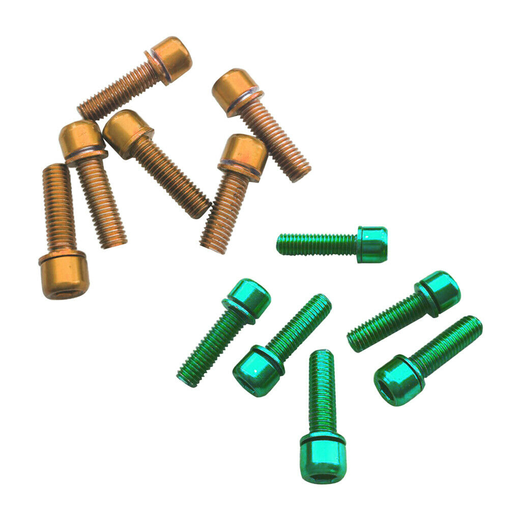 12Pcs Hex Socket Screws M5x18 for Handlebar Stem Rear Rack Golden+Green
