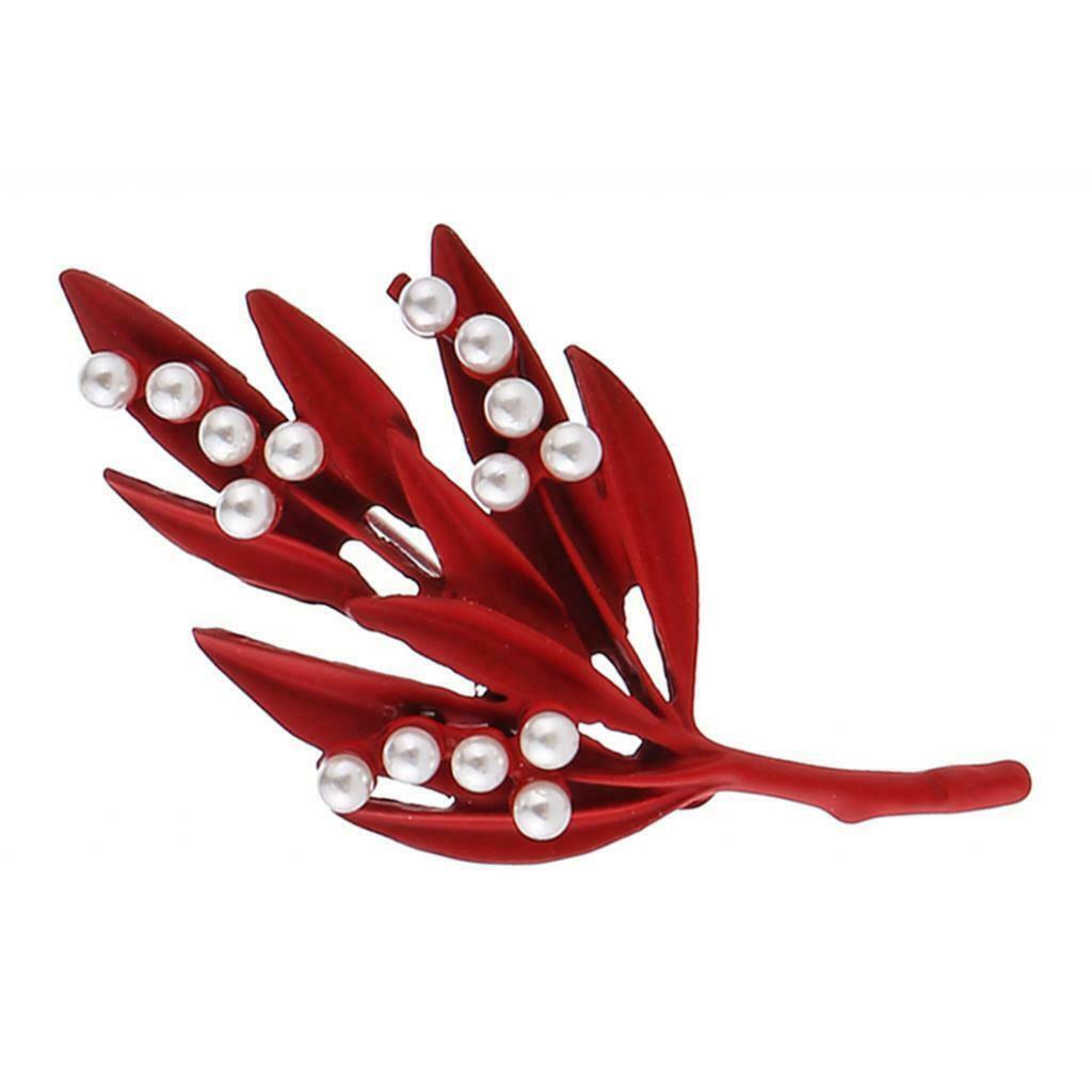 Fashion Women Leaf Brooch Breastpin Corsage for Party Proms Red