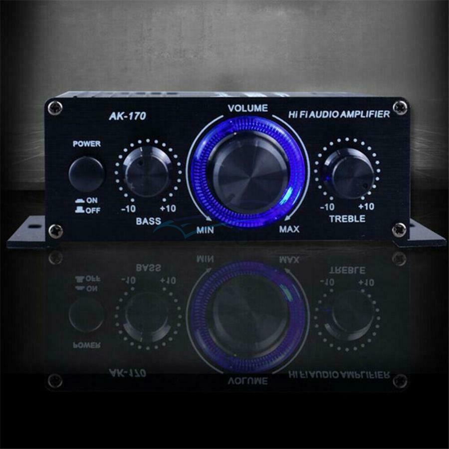 125X75X40MM 20Hz-20KHz Dual Channel Mini HIFI AUX Power Amplifier With Blue LED