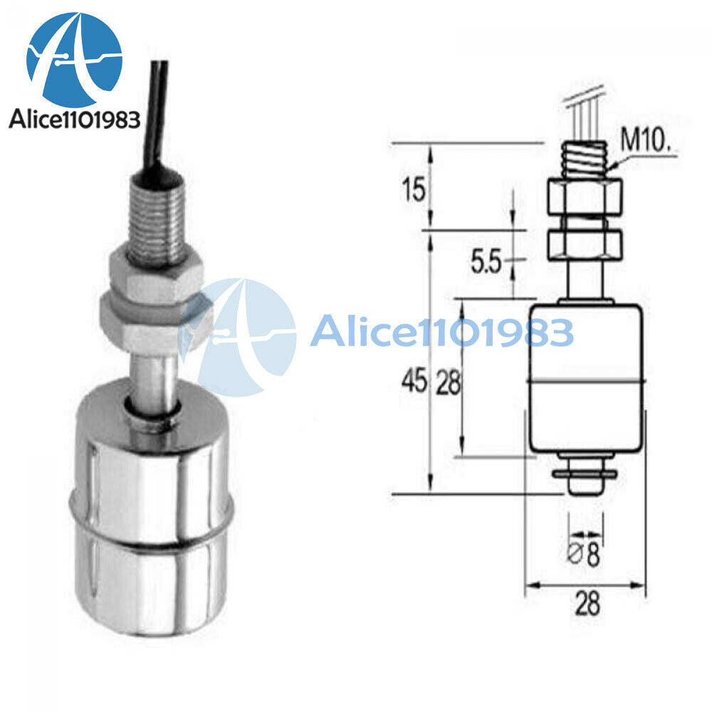 2PCS 45mmMINI Indicator Vertical Water Level Sensor Stainless Steel Float Switch