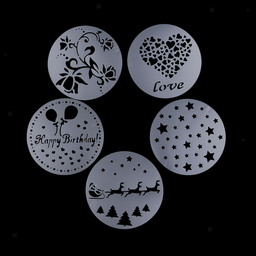 5x Cake Stencil Resuable Fondant Template DIY Mold for Bakery Restaurant Home