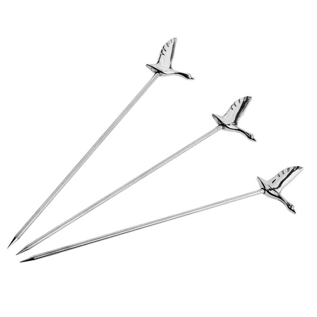6PCS Steel Fruit Drink Sticks Cocktail Picks for   Martini Picks