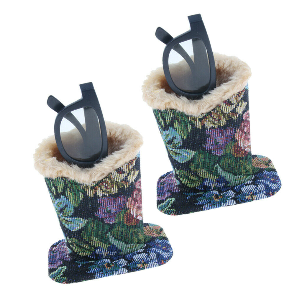 2X Cotton Upright Plush Lined Eyeglasses Holder Stand Pen Holder Deep Flower