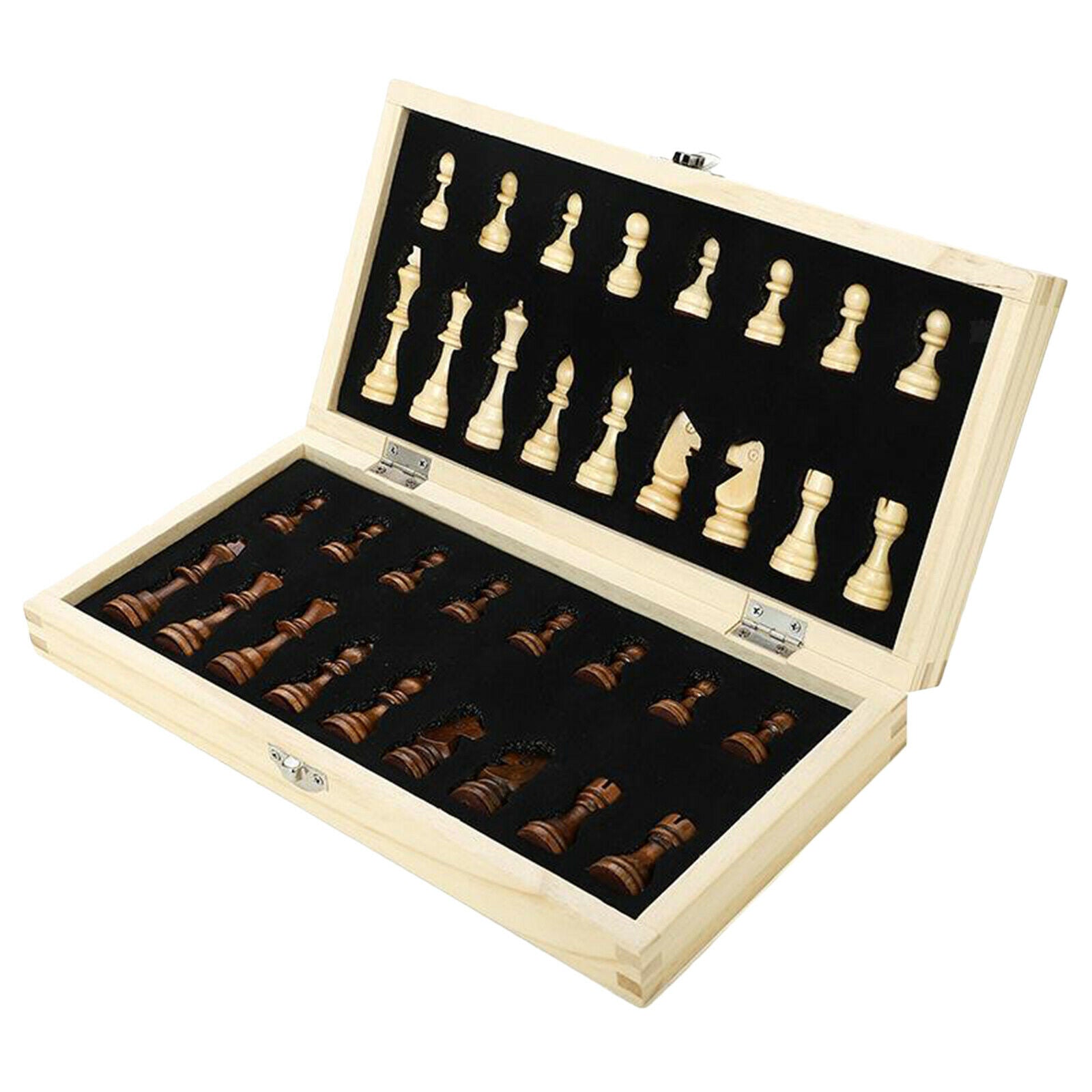 Folding Magnetic Wooden Chess Kit Handmade Foldable 34cm Chessboard Toys