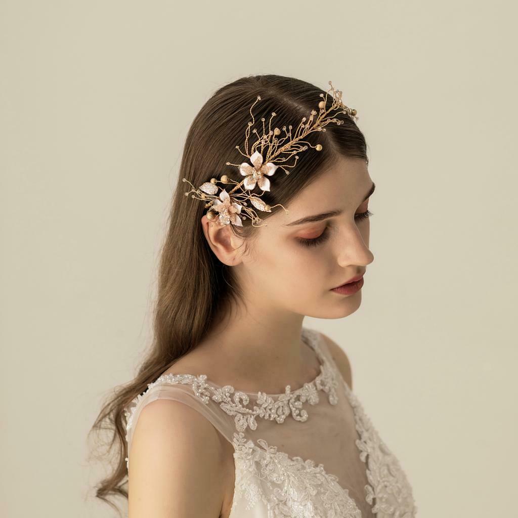 Crystal Rhinestones Beads Wedding Hair Vine Headband Bridal Hair Accessories