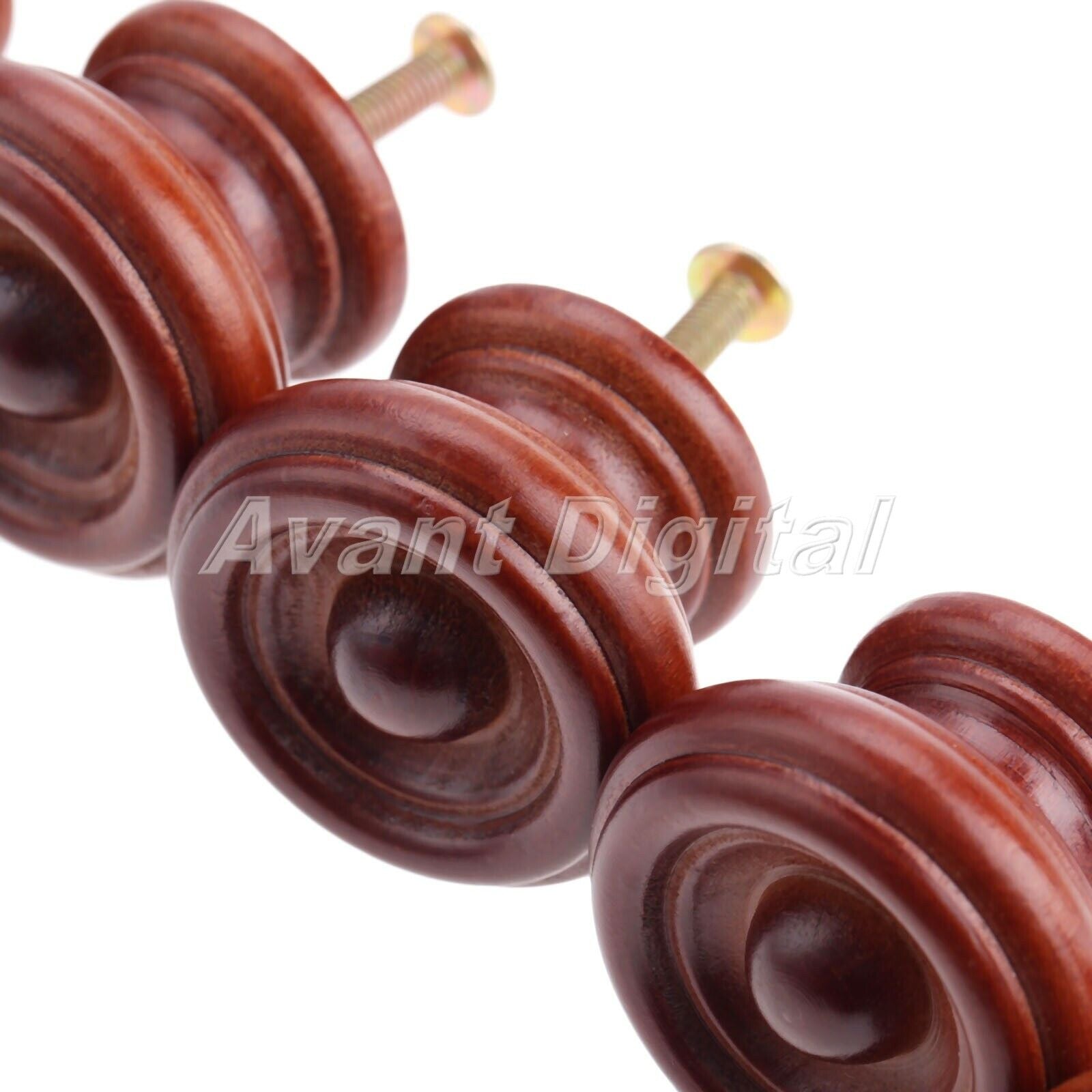 Wooden Pull Knobs Drawer Cabinets Wardrobe Furniture Handles with Screws 5Pcs