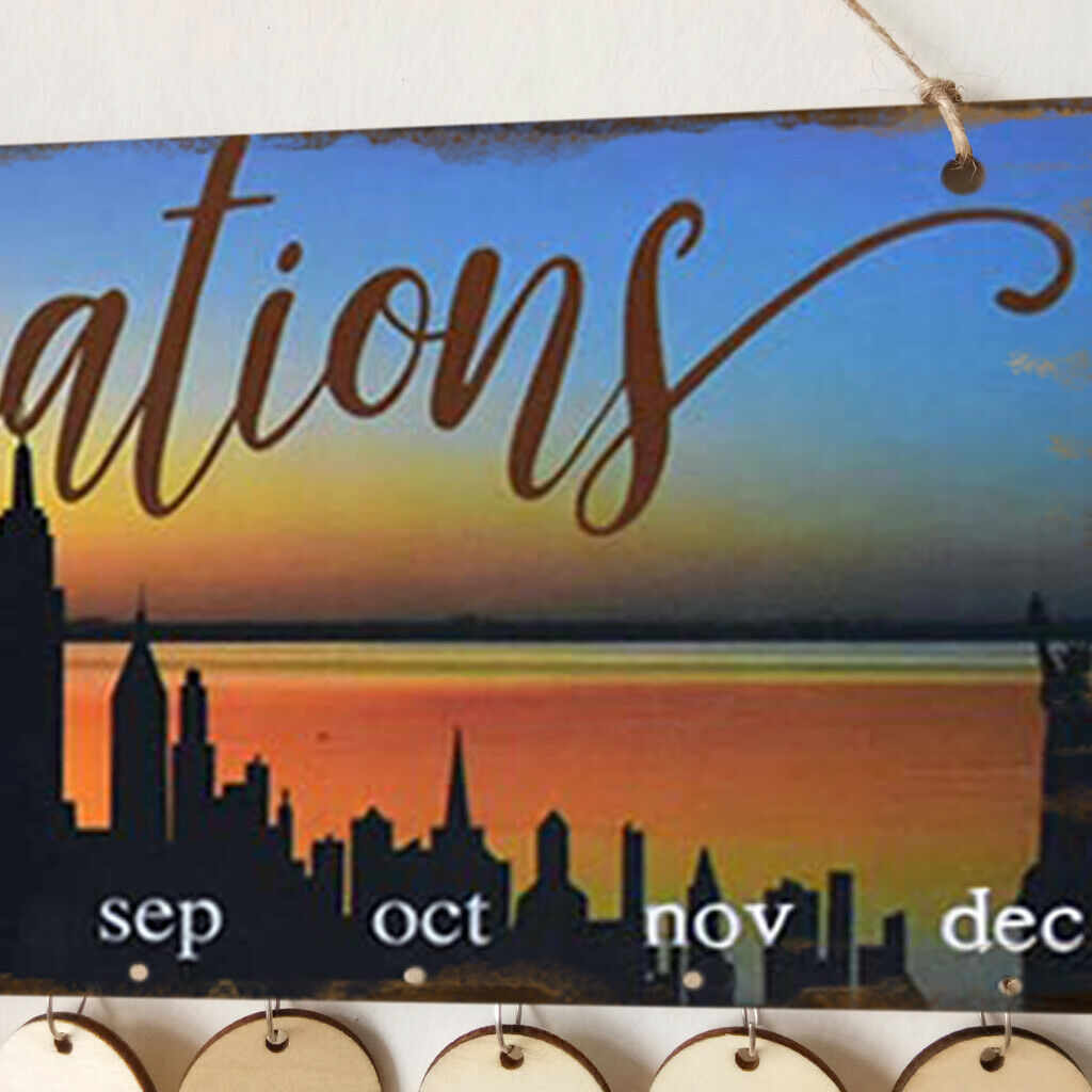DIY Wooden Board Reminder Calendar with 50pcs Round Disc Family Celebrations