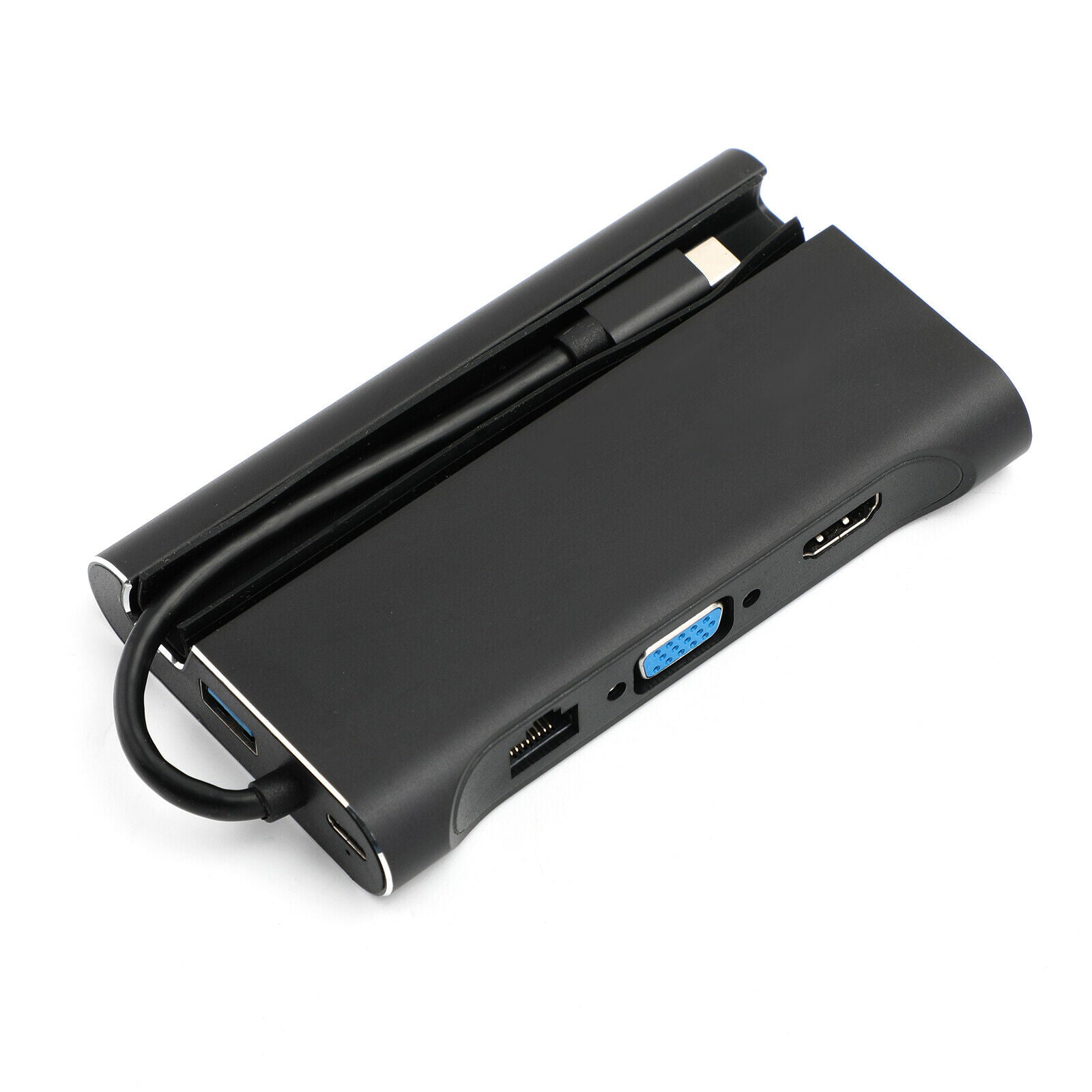 7 in 1 Type-C HUB Converter 4K HDM VGA RJ45 3 USB3.0 Splitter Adapter Dock
