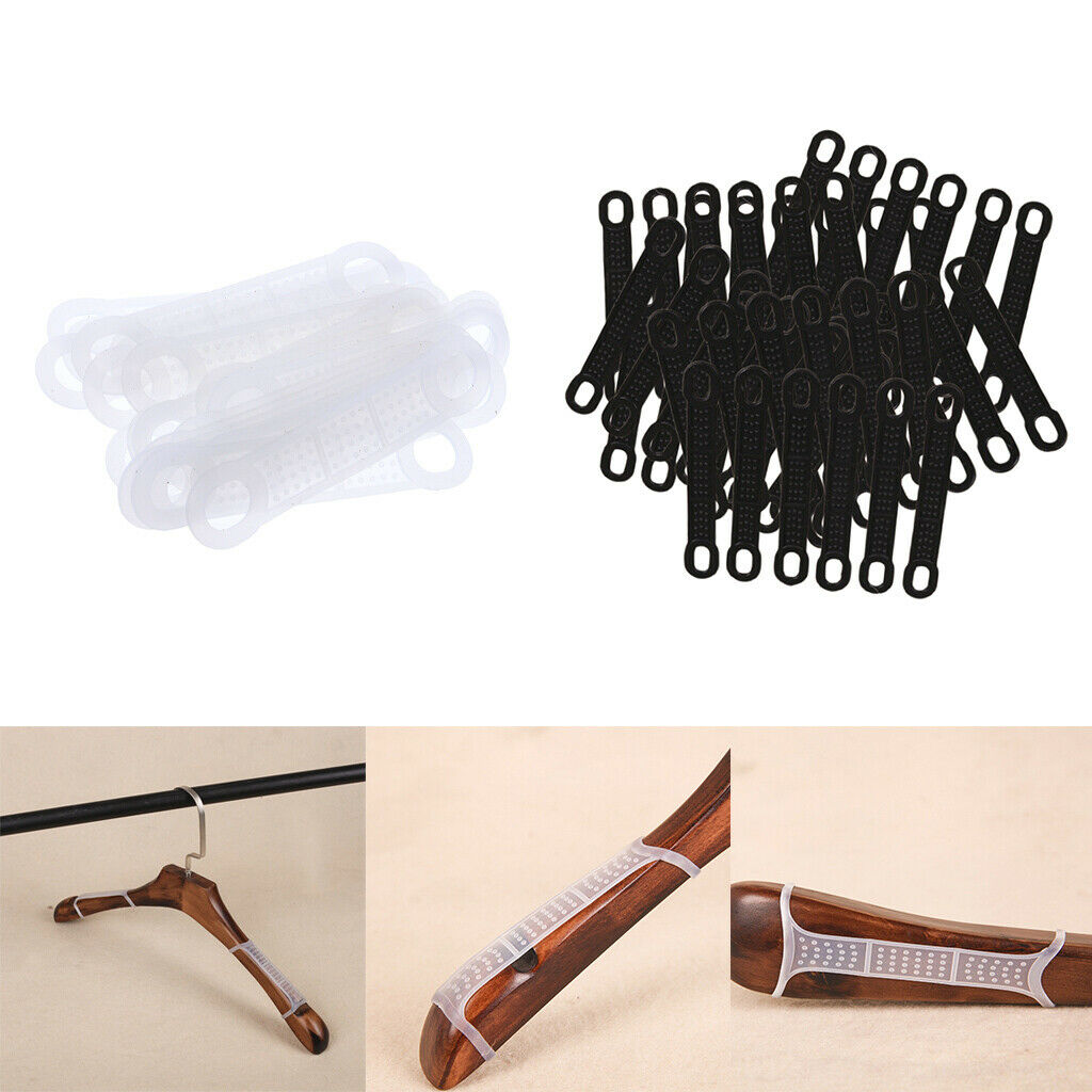 100 lot Practical Non-Slip Silicone Hanger Grips Clothing Hanger Strips