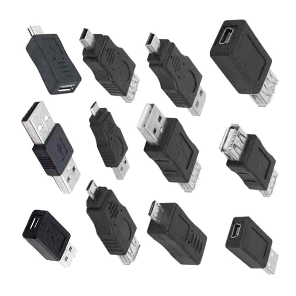 12pcs / Lot 12 in 1 OTG Adapter Converter Kit USB 2.0 Male to Female Micro Mini