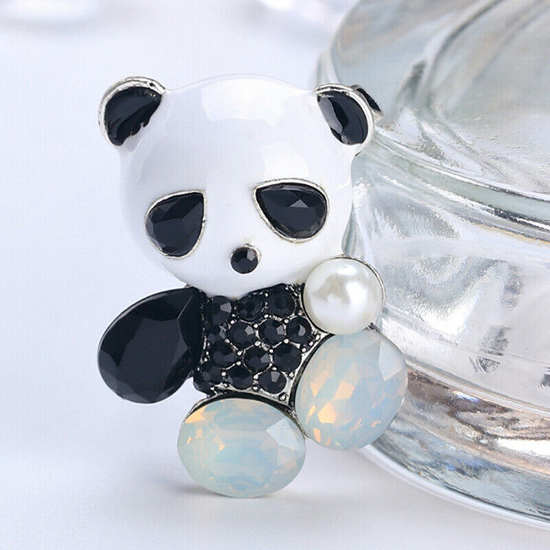 Fashion Wedding Bridal Crystal Enamel Animal Panda Corsage Banquet Brooch.l8