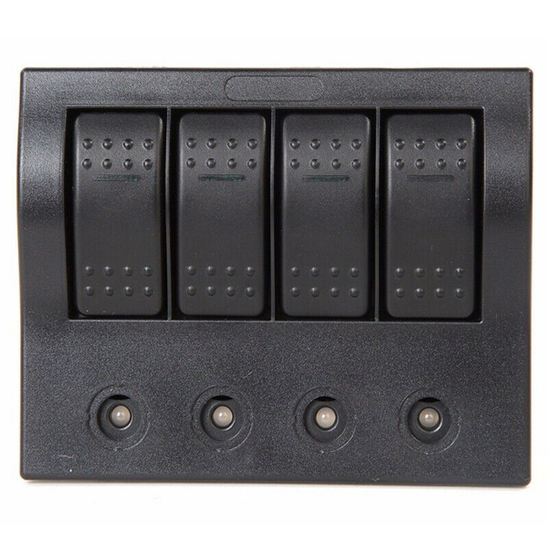 Boat RV Marine Switch Panel 4 Gang LED Rocker Switch with Circuit Breakers Kit