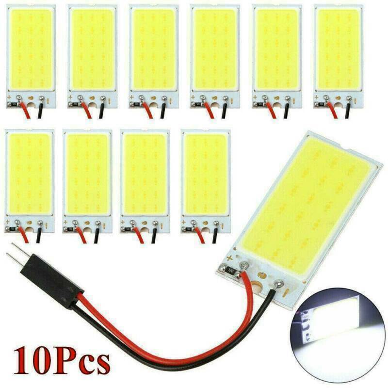 10x White COB LED Panel Dome Light Interior Lamp 12V T10 Festoon Adapters Bulbs