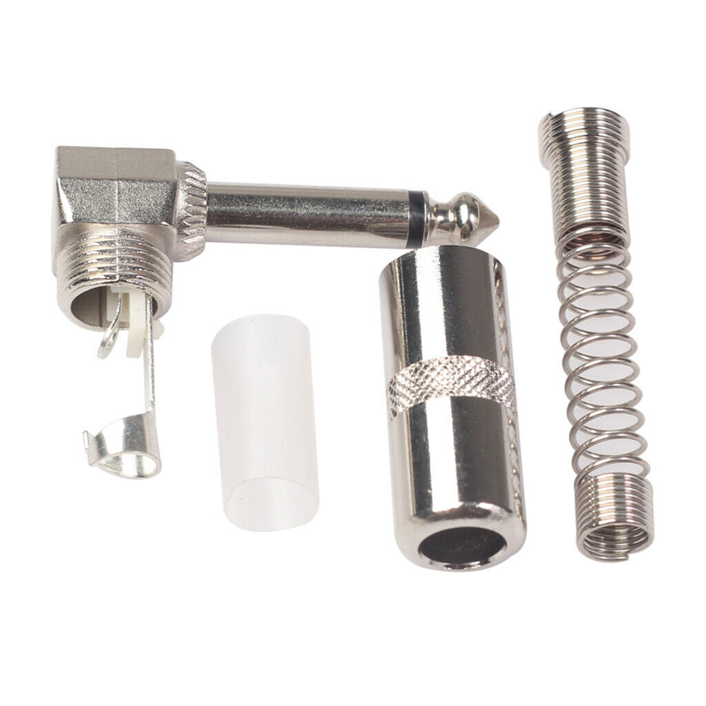 2Pieces Zinc Alloy L Shape 6.35mm Mono DIY Solder Plug For Guitar Mic Audio