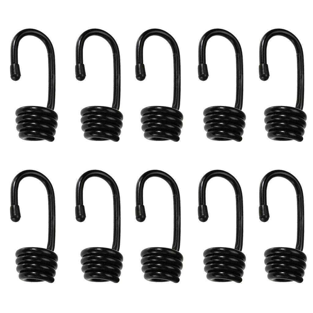 Wire Bungee Cord Hooks - Shock Cord - 10 Pcs Pack - 8mm - Plastic Coated -
