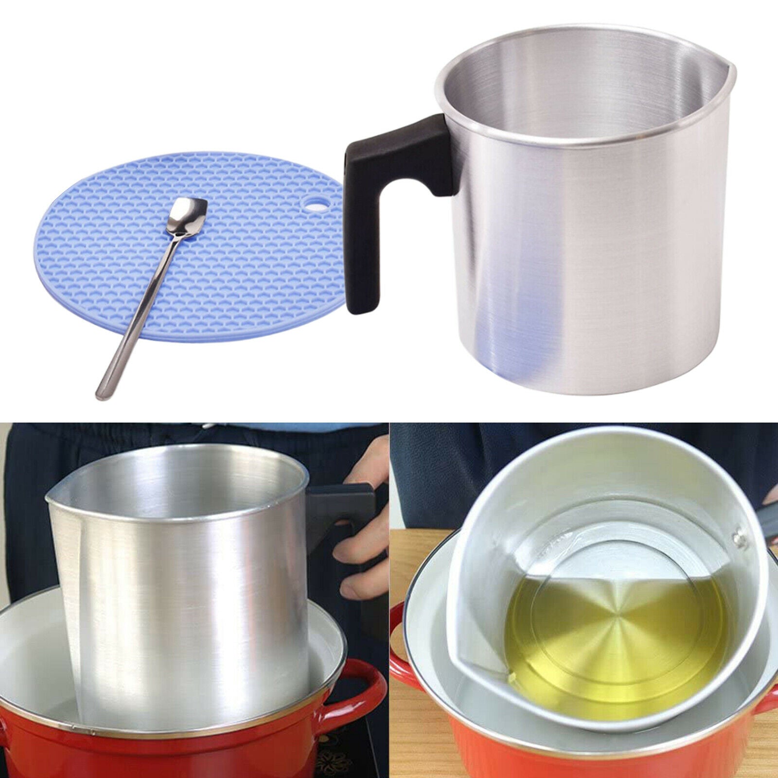 Aluminum Pouring Pot Candle Making Wax Melting Jug Pitcher Soap Crafts Spoon