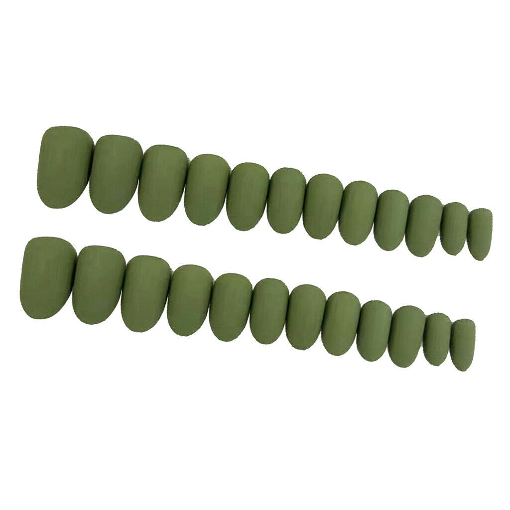 24Pcs Matte Ballerina Pure Color Full Cover Short False Nails Art Tips Green