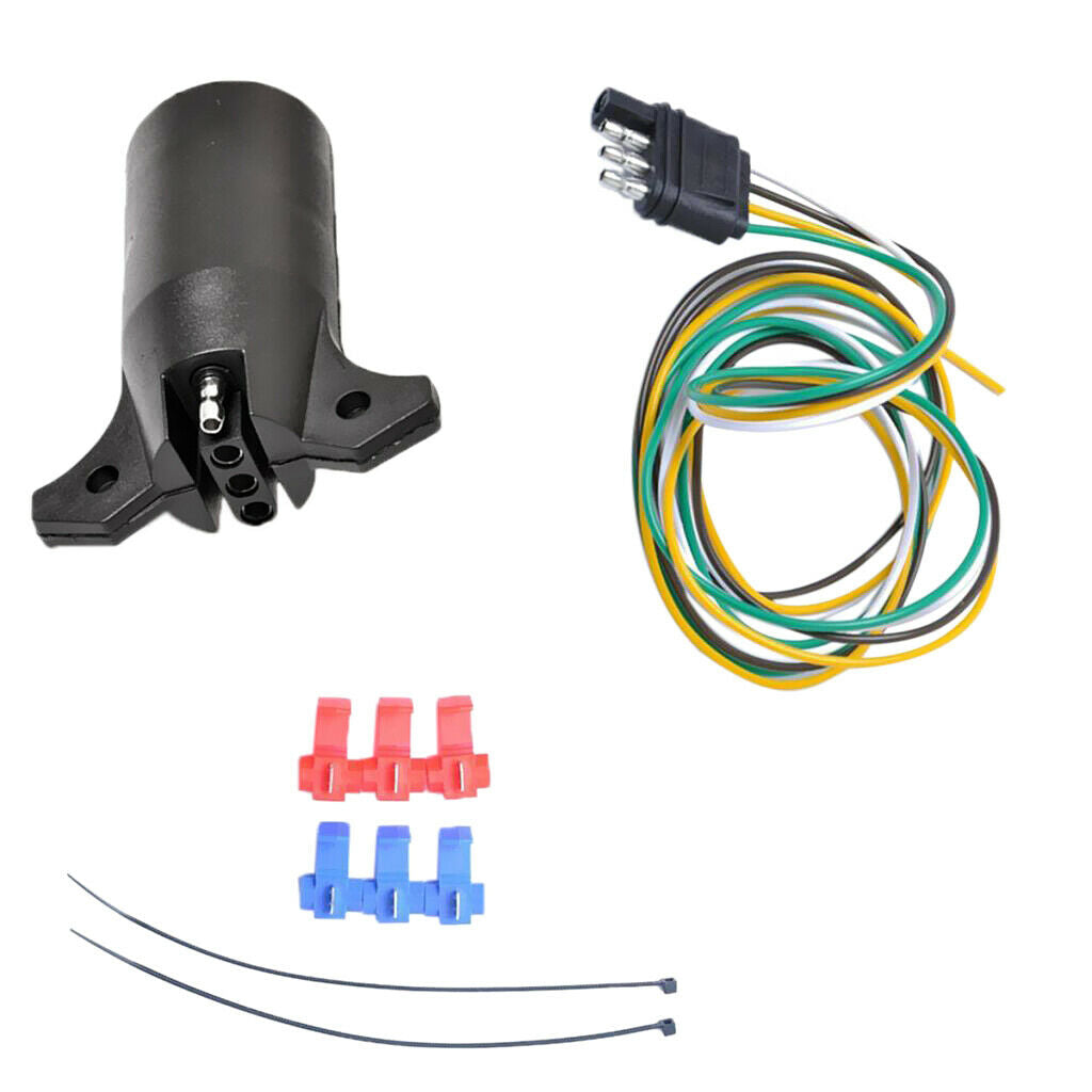 7 Pin to 4 Pin Trailer RV Light Connector Adapter Plug With Extension Cable
