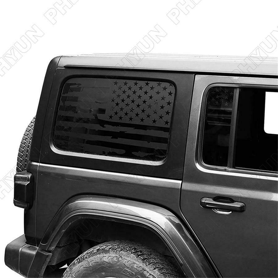 For 2018-2021 Jeep Wrangler JL 4Door Rear Window USA Flag Decals Stickers Black