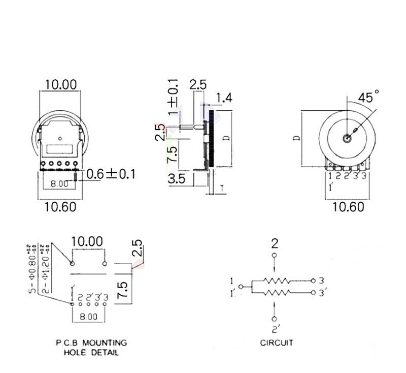 1Pcs B503 50K Duble Dial Potentiometer Volume/Tone Potentiometers