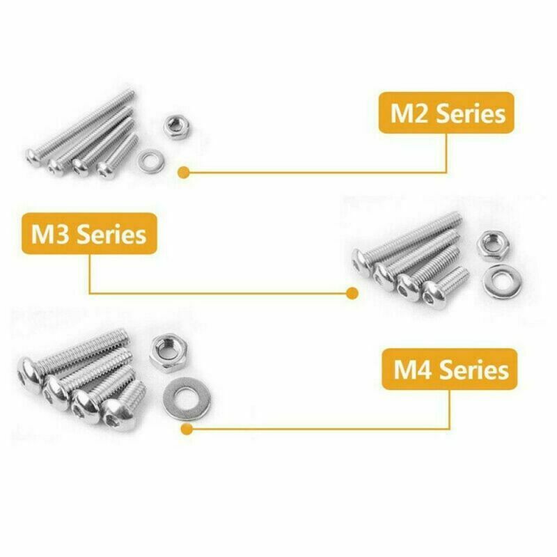 1080x M2 M3 M4 304 Metric Hex Socket Head Cap Screws Bolt Nut Assortment Set