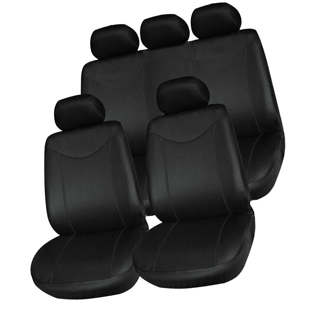 9pcs Cloth Fabric Car Seat Covers - Car Interior Protection, Classic Black