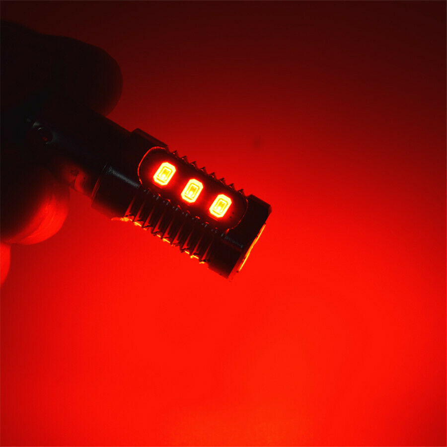 2pcs 1157 Red LED Flashing Strobe Blinking Brake High Power Tail Light 17*50mm
