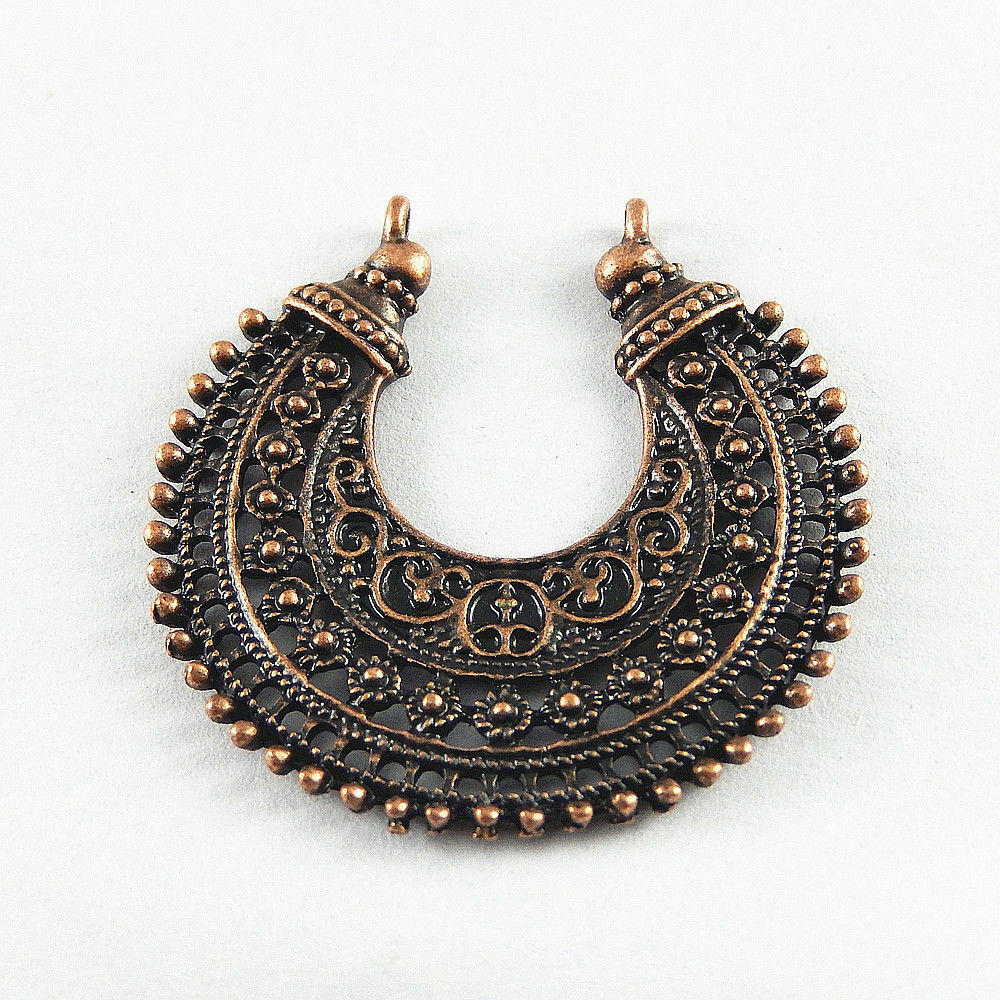 10 pcs Antiqued Copper Red Zinc Alloy Moon Shaped Charms Pendant Findings 52068
