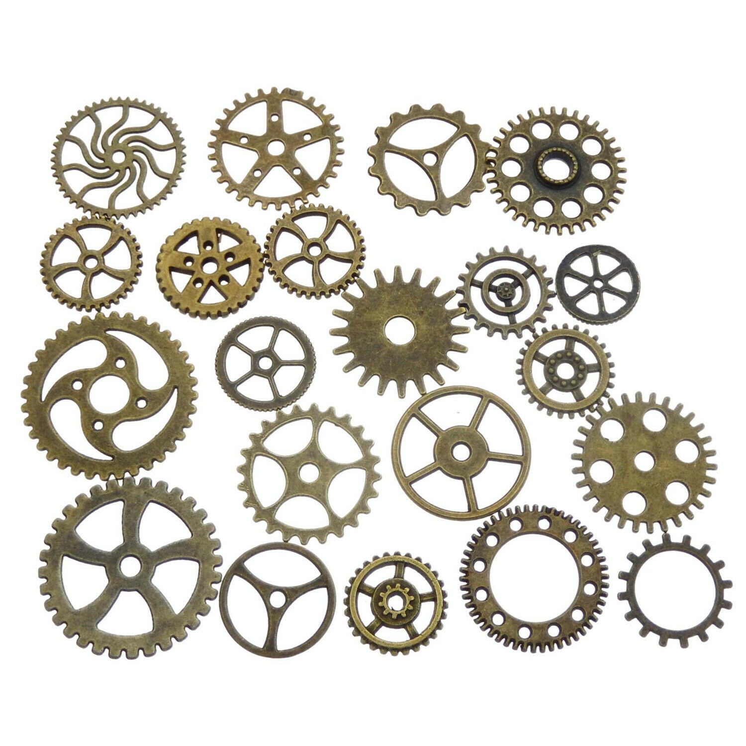 Antiqued Bronze Alloy Mixed Clock Steampunk Gear Pendant Charms 15mm 30mm 40pcs