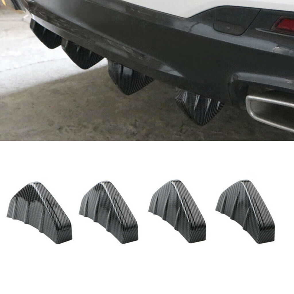 4pcs Black Car Rear Bumper Fins Spoiler Wing Lip Splitter Car Auto Accessories