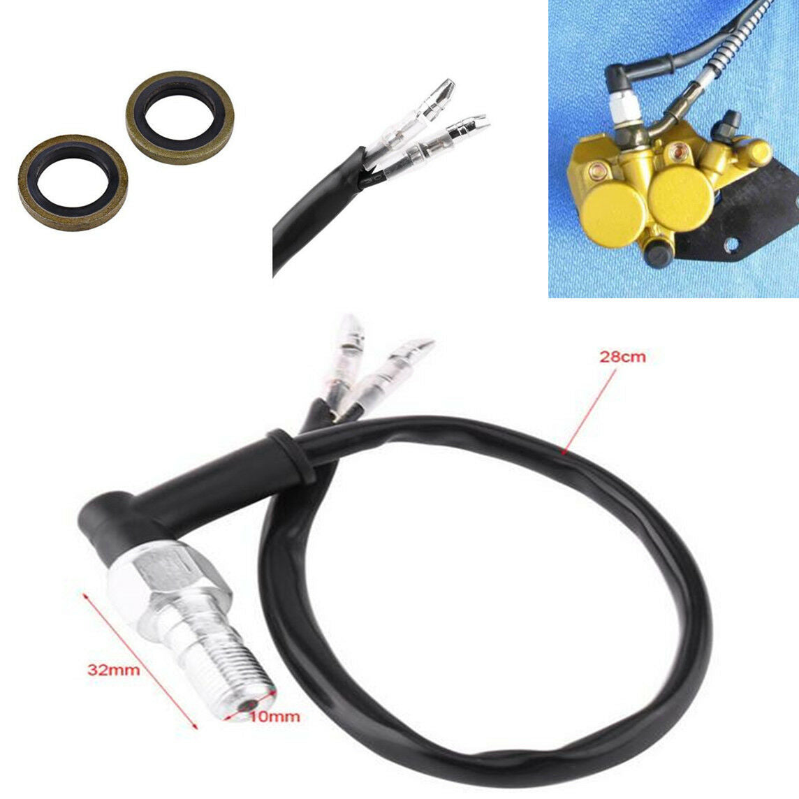 Universal Motorcycle Motor Hydraulic Brake Pressure Light Switch M10x1.25mm Bolt