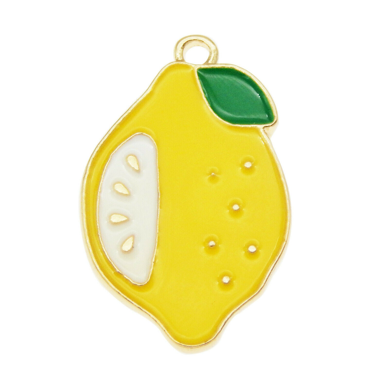 16 pcs Fruit Lemon Enamel Charm Pendant Earring Dangle Alloy For Craft 16*25mm